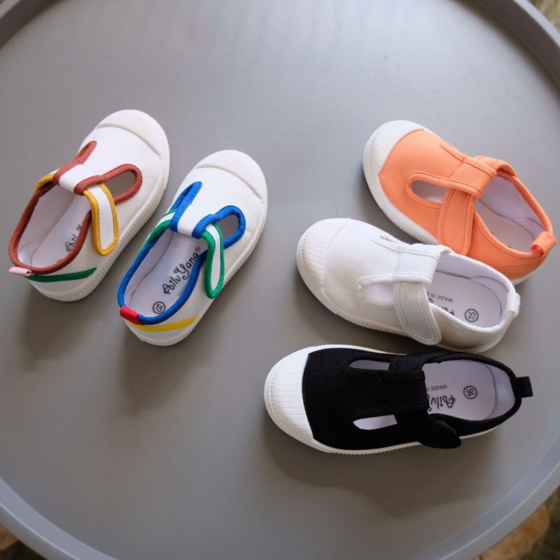 Dječje platnene tenisice za proljeće i ljeto, unisex, bijele, mekana podloga, s T-trakom, za uzrast 2–8 godina