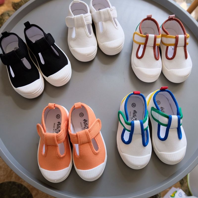 Dječje platnene tenisice za proljeće i ljeto, unisex, bijele, mekana podloga, s T-trakom, za uzrast 2–8 godina