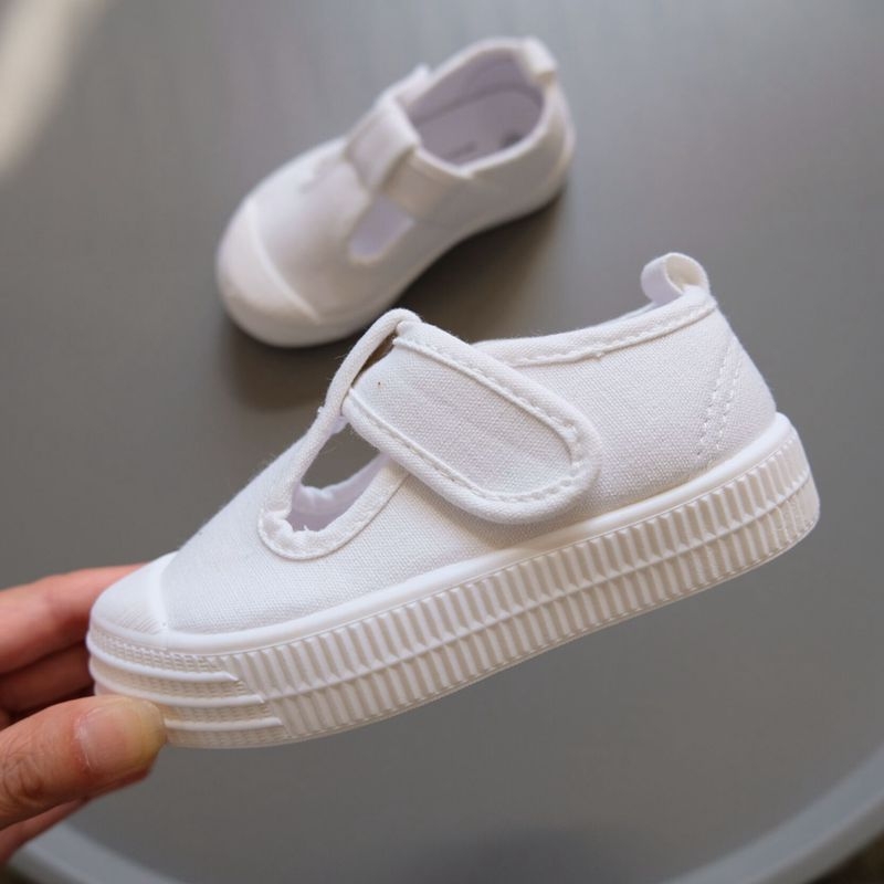 Dječje platnene tenisice za proljeće i ljeto, unisex, bijele, mekana podloga, s T-trakom, za uzrast 2–8 godina