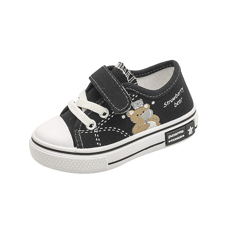 Gyermekeknek szánt vászon tornacipő járáshoz, lélegző vászon felsőrésszel, csúszásmentes gumí talppal, Velcro-zárás, 1–3 éves korosztálynak, téli, tavaszi és őszi szezonokra megfelelő