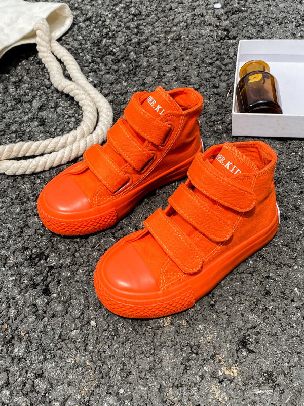 Dječje platnene tenisice visokog kroja s Velcro zatvaračem, unisex, korejski stil, slatkih boja, casual tenisice za proljeće i jesen 2024