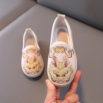 Laste traditsioonilised riidest kingad tikanditega, ülemine kanvas, tald kumm, hingavad, libisemiskindlad