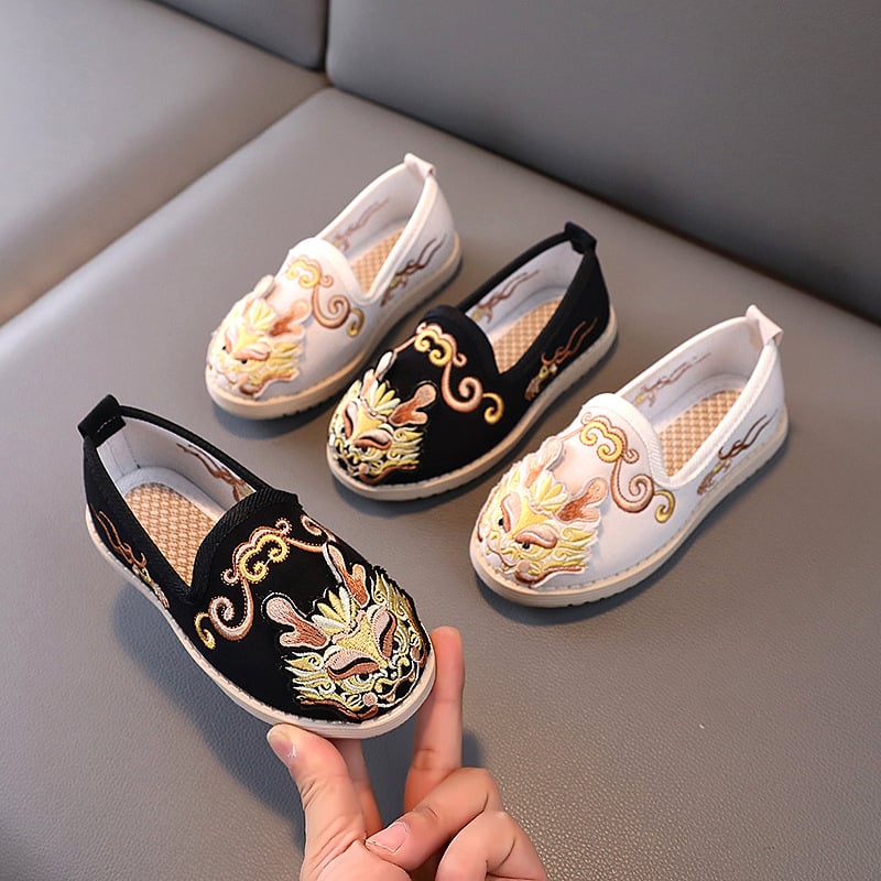 Laste traditsioonilised riidest kingad tikanditega, ülemine kanvas, tald kumm, hingavad, libisemiskindlad