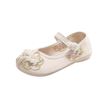 Mergaitei Hanfu batai, etninio stiliaus (satino viršus, tekstilinis įdėklas, TPR padas, elastinė juosta)