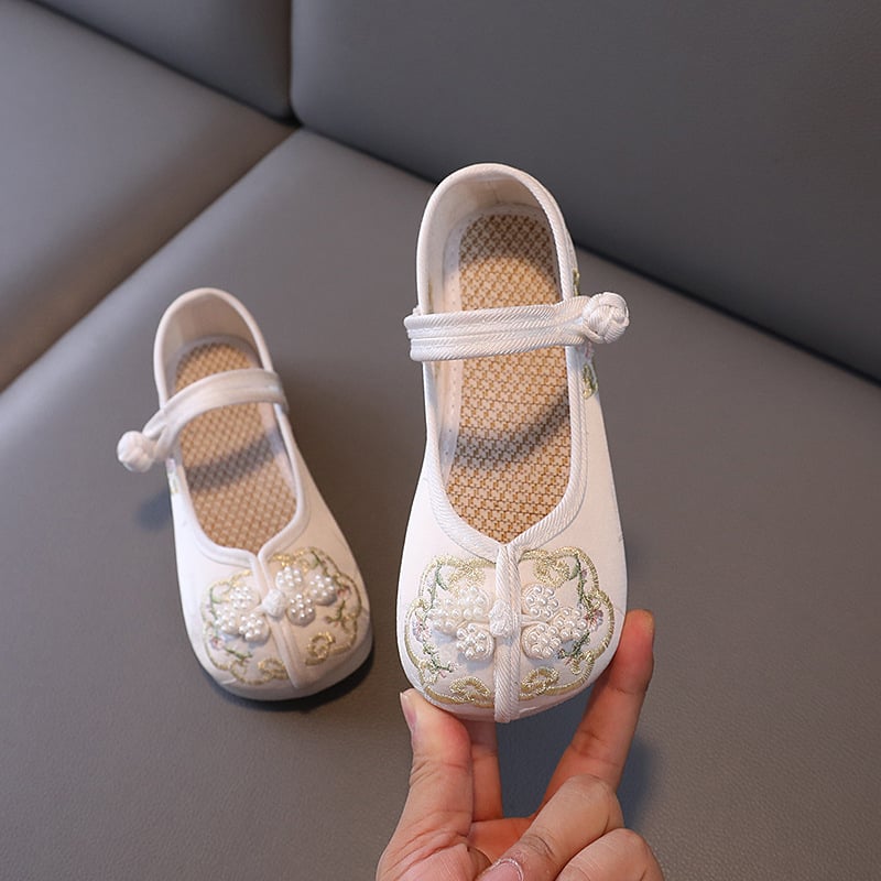 Mergaitei Hanfu batai, etninio stiliaus (satino viršus, tekstilinis įdėklas, TPR padas, elastinė juosta)