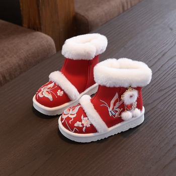 Xiangqila etninio stiliaus mergaičių auliniai, viršus iš super-fiber, pūkuotas vidinis pamušalas, PVC padai, šoninis užtrauktukas