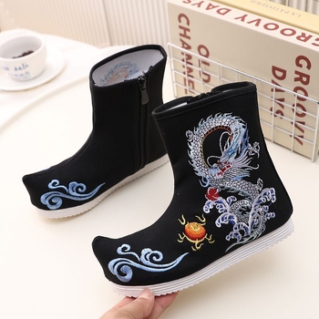 Traditsioonilised Hanfu laste kingad - pealmine osa puuvillane, küljes tõmblukud, hingavad ja kerged, etniline stiil