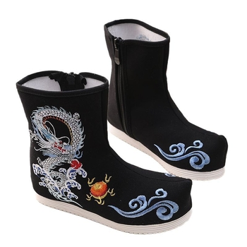 Traditsioonilised Hanfu laste kingad - pealmine osa puuvillane, küljes tõmblukud, hingavad ja kerged, etniline stiil