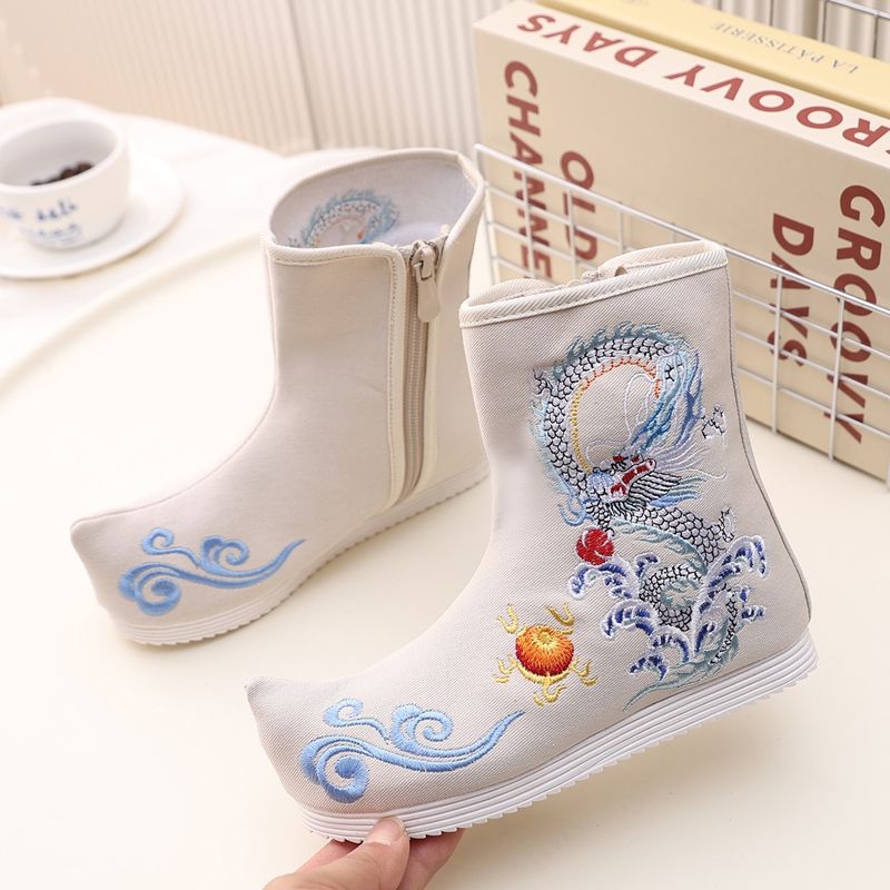 Traditsioonilised Hanfu laste kingad - pealmine osa puuvillane, küljes tõmblukud, hingavad ja kerged, etniline stiil