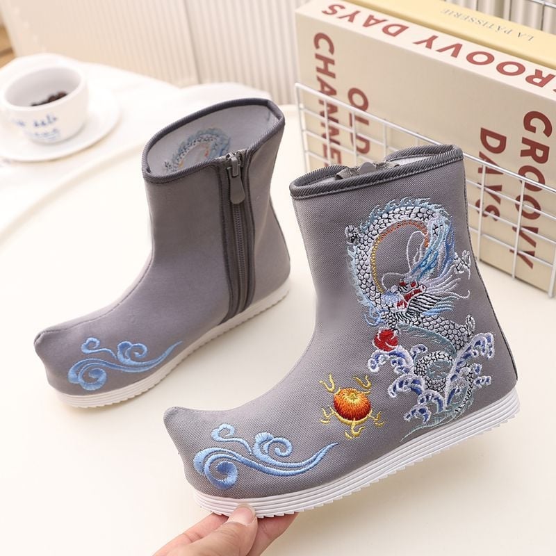 Traditsioonilised Hanfu laste kingad - pealmine osa puuvillane, küljes tõmblukud, hingavad ja kerged, etniline stiil