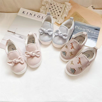 Unisex dječje platnene tenisice slip-on s dinosaurusom i slatkom mašnicom