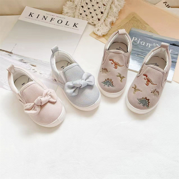 Unisex dječje platnene tenisice slip-on s dinosaurusom i slatkom mašnicom