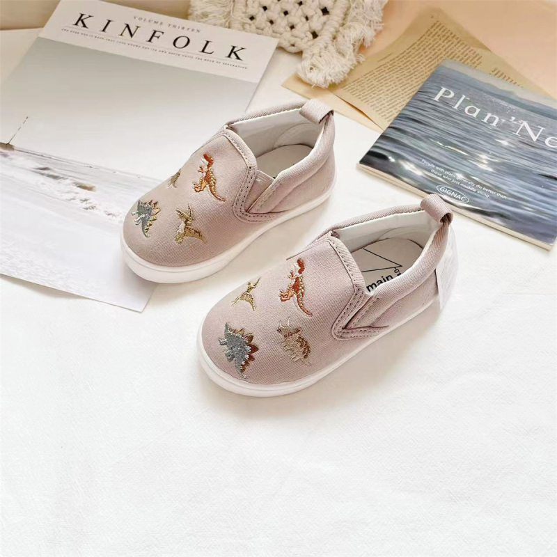 Unisex dječje platnene tenisice slip-on s dinosaurusom i slatkom mašnicom