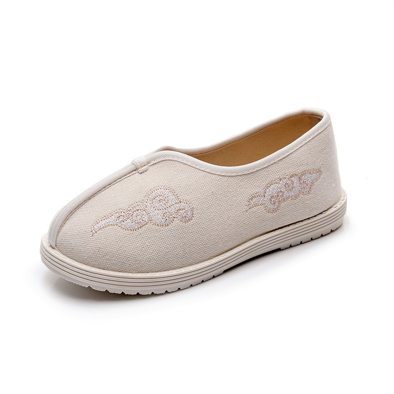 Gyermekeknek készült hímzett cipő, kanvas felsőrésszel, uniszex, slip-on stílus, kínai ihletésű, 4–16 éveseknek.