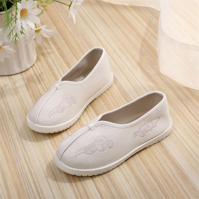 Gyermekeknek készült hímzett cipő, kanvas felsőrésszel, uniszex, slip-on stílus, kínai ihletésű, 4–16 éveseknek.