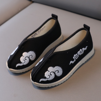 Berniukų Hanfu bateliai - Nacionalinio stiliaus rankų darbo drobiniai batai, viršus: kanvasas, vidus: medvilnė, įdėklas iš kanapių, padas iš veršio sausgyslės