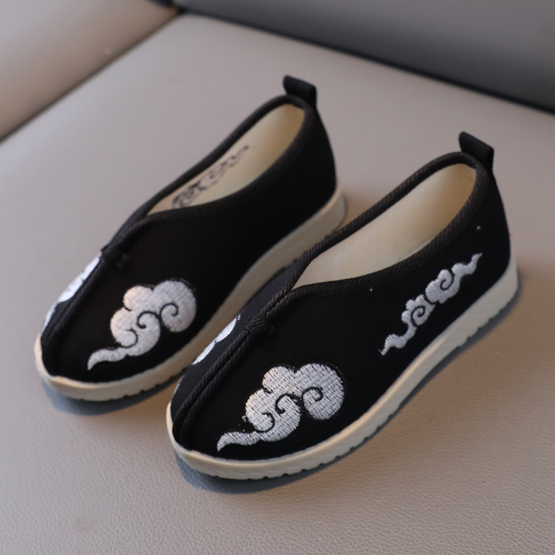 Berniukų Hanfu bateliai - Nacionalinio stiliaus rankų darbo drobiniai batai, viršus: kanvasas, vidus: medvilnė, įdėklas iš kanapių, padas iš veršio sausgyslės