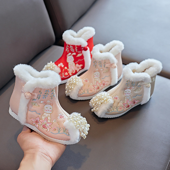 Laste traditsioonilised tikitud kingad - Hiina Vabariigi stiil, puuvillane pealmine osa, PU vooder, PU sisetald, plastikust tall