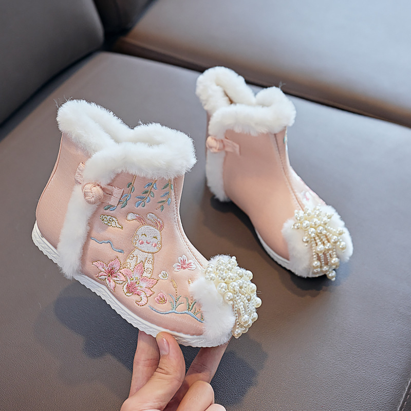 Laste traditsioonilised tikitud kingad - Hiina Vabariigi stiil, puuvillane pealmine osa, PU vooder, PU sisetald, plastikust tall