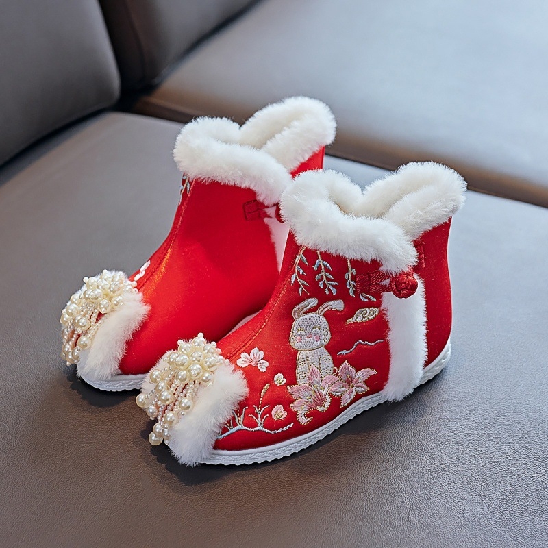 Laste traditsioonilised tikitud kingad - Hiina Vabariigi stiil, puuvillane pealmine osa, PU vooder, PU sisetald, plastikust tall