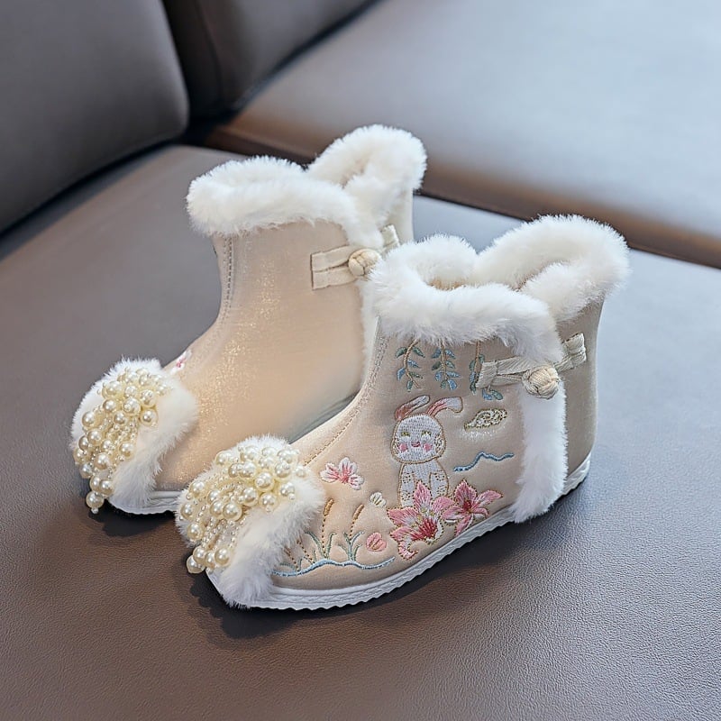 Laste traditsioonilised tikitud kingad - Hiina Vabariigi stiil, puuvillane pealmine osa, PU vooder, PU sisetald, plastikust tall