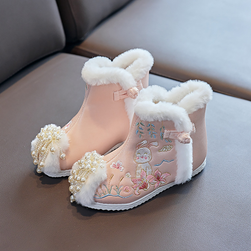 Laste traditsioonilised tikitud kingad - Hiina Vabariigi stiil, puuvillane pealmine osa, PU vooder, PU sisetald, plastikust tall