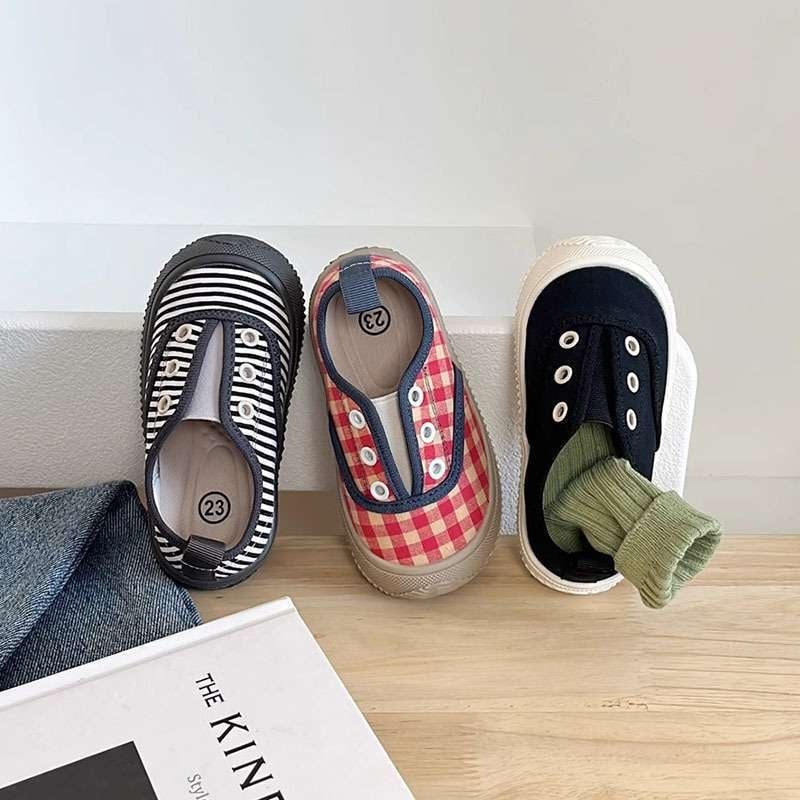 Dječje platnene slip-on tenisice, mid-top, TPU potplat, za djecu 1-3 godine, prugasti retro stil, izlazak jesen 2024