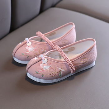 Hanfu jalatsid tüdrukutele puuvillase ülaosaga, tikandid, kummist tald, terav varvas, traditsiooniline rahvuslik stiil