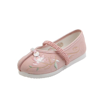 Hanfu jalatsid tüdrukutele puuvillase ülaosaga, tikandid, kummist tald, terav varvas, traditsiooniline rahvuslik stiil