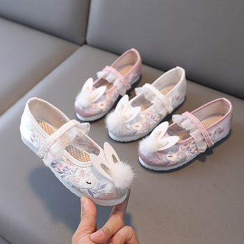 Gyerekeknek szóló kínai stílusú Hanfu tánc cipő — vászon felső rész, hálós belső, textil talpbetét, Melaleuca talp, elasztikus zárás