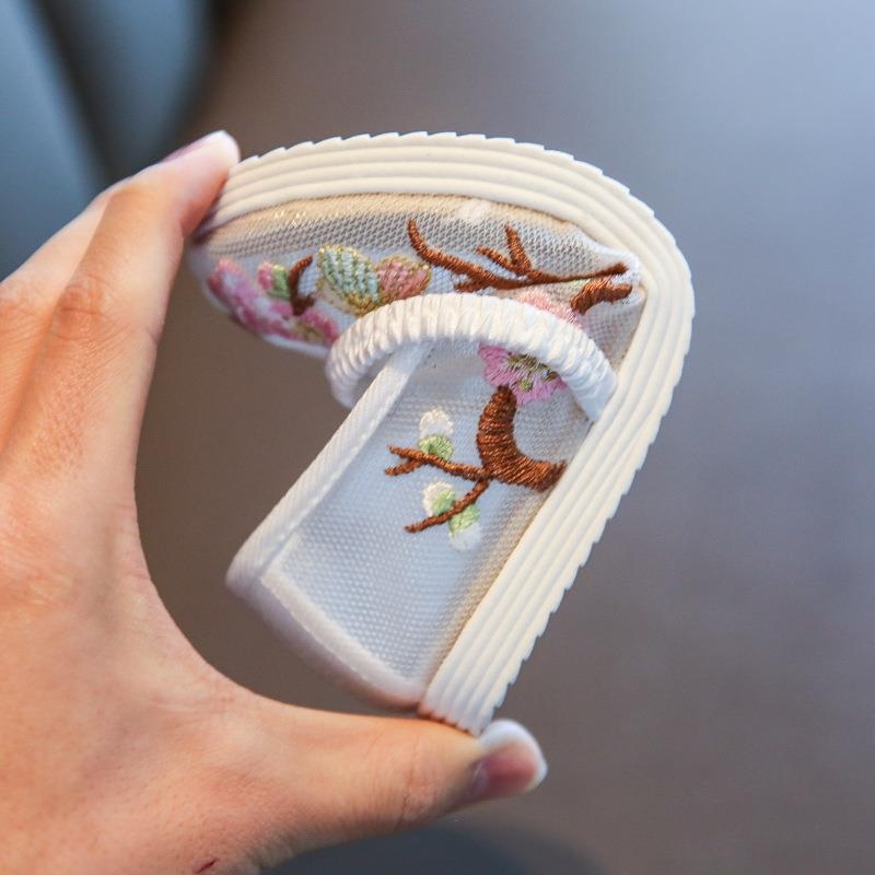 Kínai stílusú gyerekcipő hálós felsővel, lányoknak, PU talpbetét, gumitalp, 4–12 éveseknek