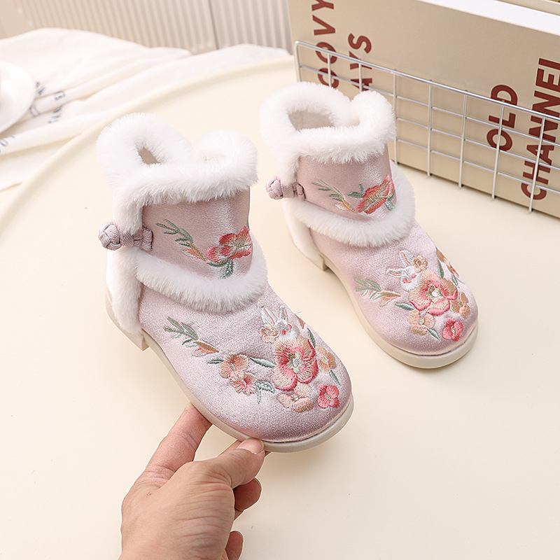 Tüdrukutele etnilise mustriga tikud plokk tallaga, ülemine osa puuvillast, sisetald kunstliku lühikese karusnaha, tald karvade kõõluste tallaga, talve 2024, vanus 4–12