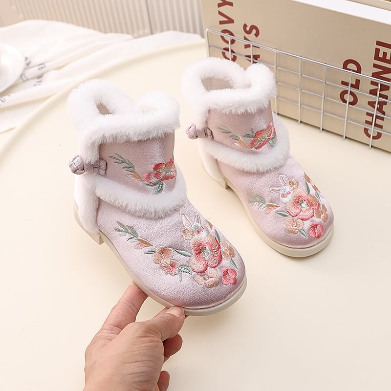 Tüdrukutele etnilise mustriga tikud plokk tallaga, ülemine osa puuvillast, sisetald kunstliku lühikese karusnaha, tald karvade kõõluste tallaga, talve 2024, vanus 4–12