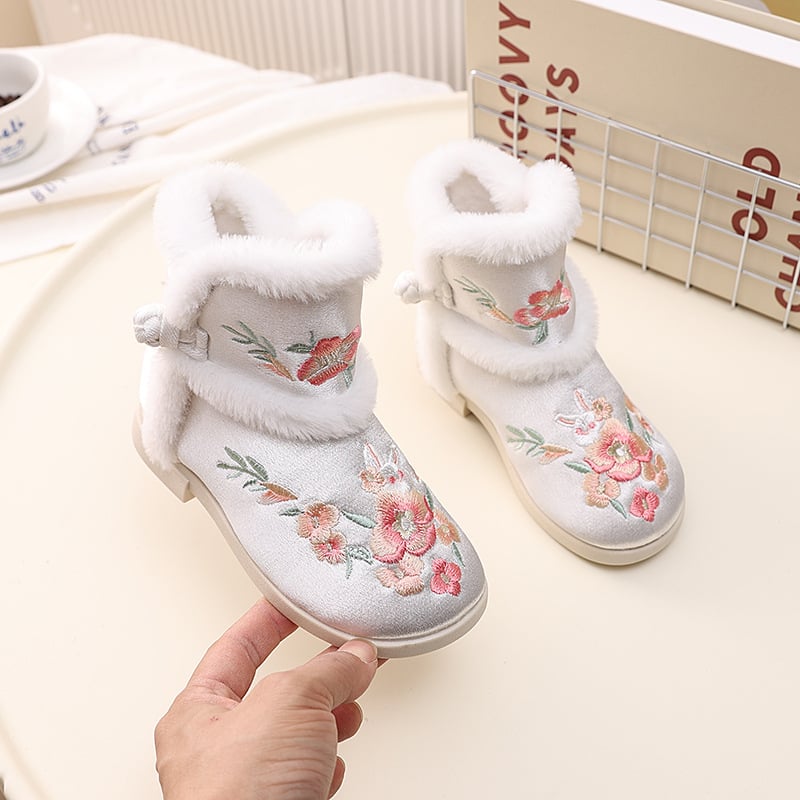 Tüdrukutele etnilise mustriga tikud plokk tallaga, ülemine osa puuvillast, sisetald kunstliku lühikese karusnaha, tald karvade kõõluste tallaga, talve 2024, vanus 4–12