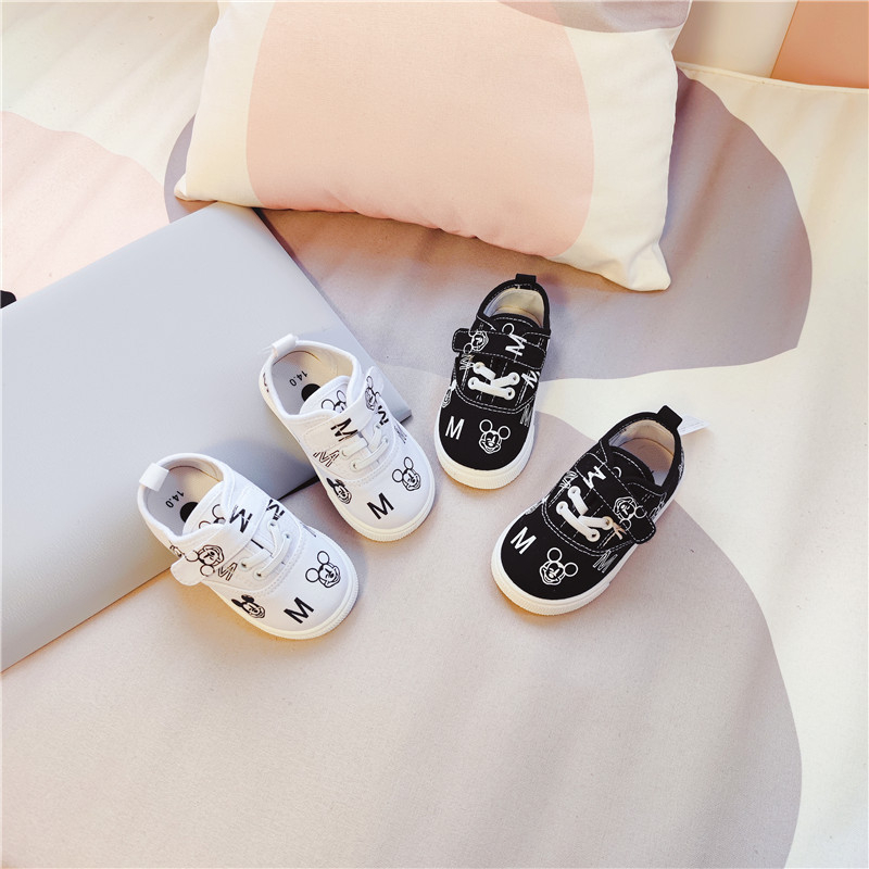 Platnene tenisice za djecu s apstraktnim crtanim uzorkom, Velcro zatvarač, mekana potplata, unisex, 12–36 mjeseci