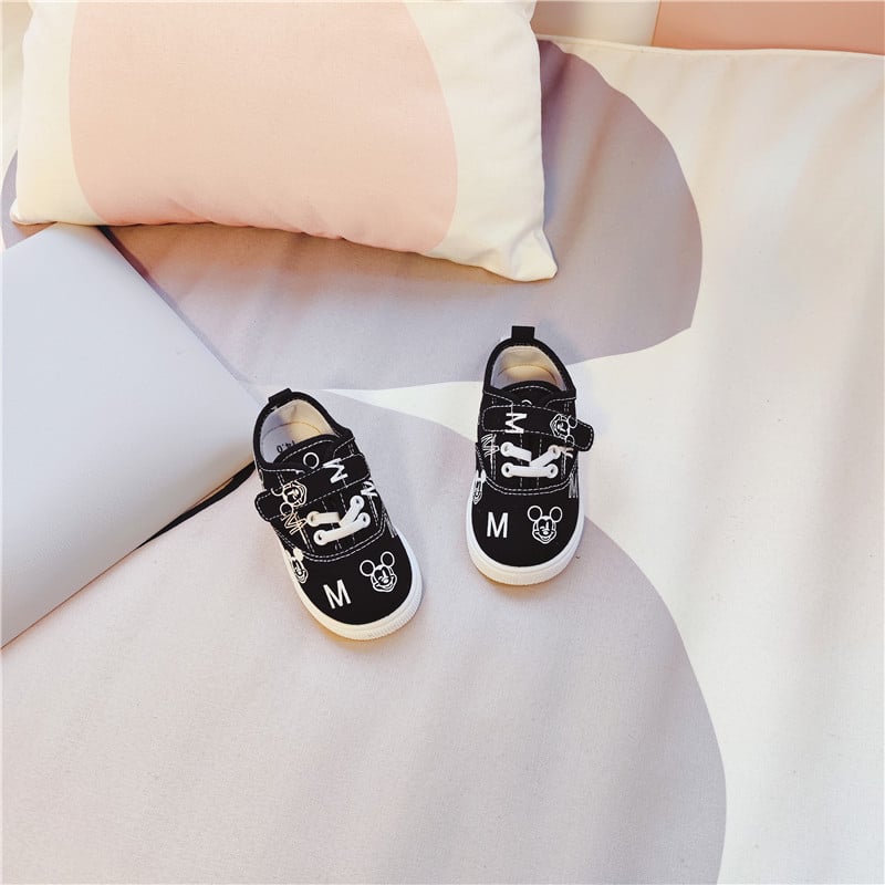 Platnene tenisice za djecu s apstraktnim crtanim uzorkom, Velcro zatvarač, mekana potplata, unisex, 12–36 mjeseci