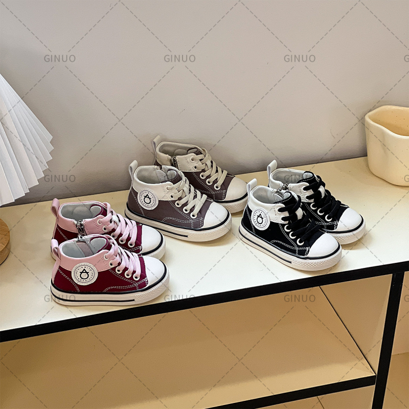 Veličina 16–25, unisex platnene tenisice za djecu 12–36 mjeseci - mekana potplata, prozračne, visok gornji dio, bočni zip, proljeće i jesen