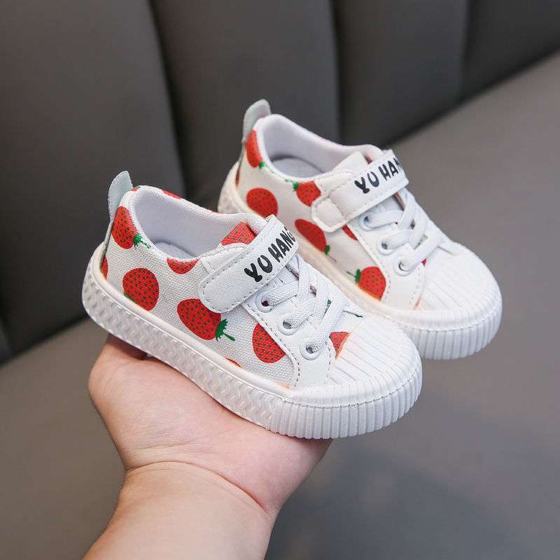 Dječje platnene tenisice za uzrast 1–3 godine - Unisex, srednje visoki gornji dio, gumena potplat, karikaturni uzorak