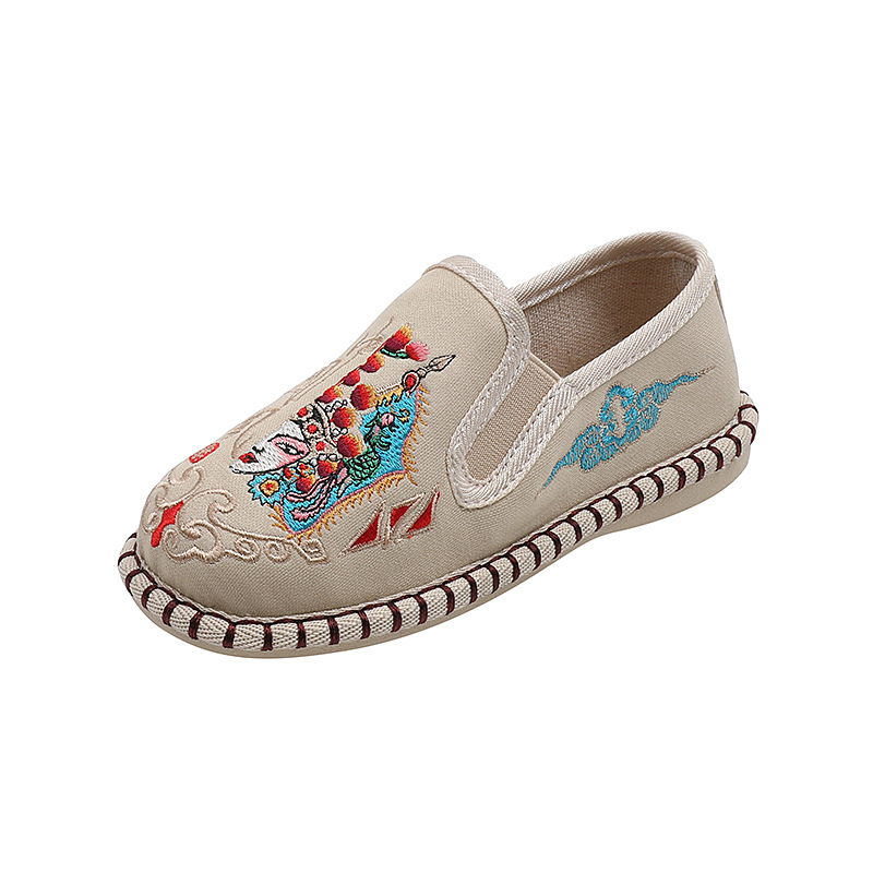 Laste Hanfu riidest kingad, tikitud, Hiina stiilis, talla veiseliha kõõlusega, hingavad ja kerged, poistele 4–12 aastat, kevadel