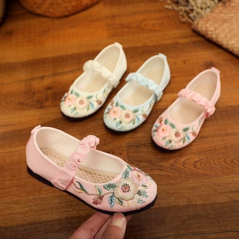 Puuvillased tüdrukute baleriinad, Hanfu-stiilist inspireeritud vanaaegse stiiliga, käsitöö, pehme tallaga, 2-aastastele