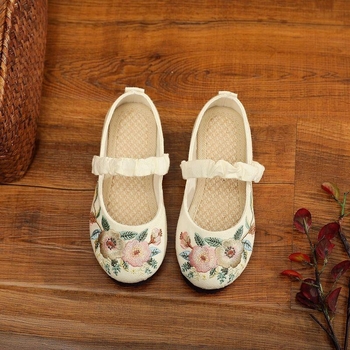 Puuvillased tüdrukute baleriinad, Hanfu-stiilist inspireeritud vanaaegse stiiliga, käsitöö, pehme tallaga, 2-aastastele