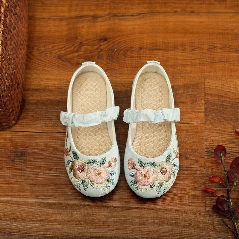 Puuvillased tüdrukute baleriinad, Hanfu-stiilist inspireeritud vanaaegse stiiliga, käsitöö, pehme tallaga, 2-aastastele