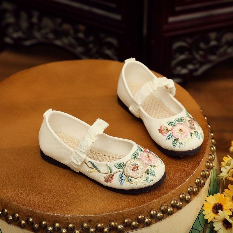 Puuvillased tüdrukute baleriinad, Hanfu-stiilist inspireeritud vanaaegse stiiliga, käsitöö, pehme tallaga, 2-aastastele