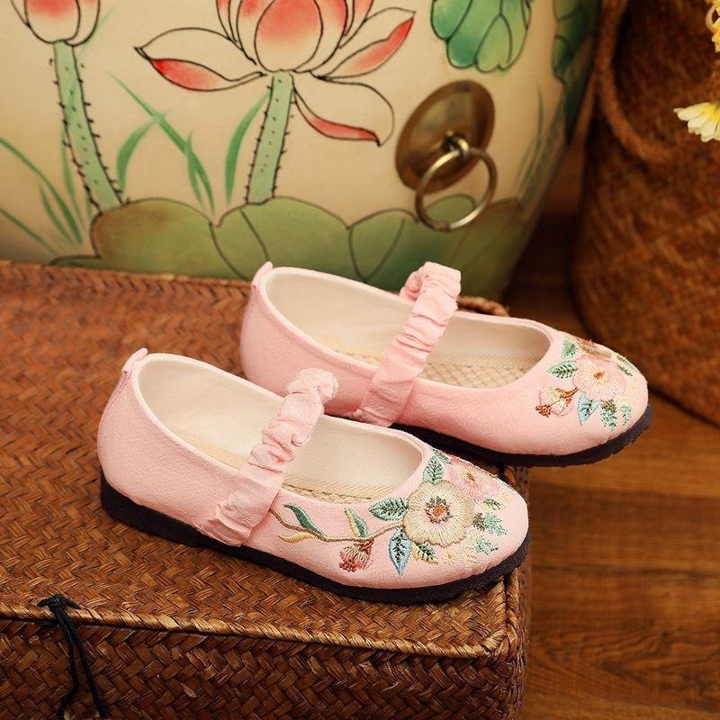 Puuvillased tüdrukute baleriinad, Hanfu-stiilist inspireeritud vanaaegse stiiliga, käsitöö, pehme tallaga, 2-aastastele