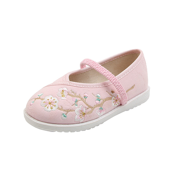 Ханфу бродирани танцови обувки за момичета – горна част от коприна, подметка от бичи сухожилия, етнически модел, стил национален вятър