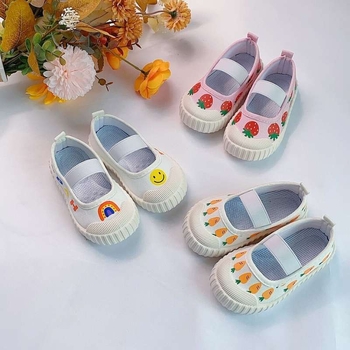 Pantofi sport din pânză pentru copii, talpă TPU, partea superioară mid-top, pentru fete, imprimeu floral, stil de toamnă