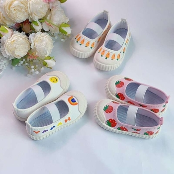 Pantofi sport din pânză pentru copii, talpă TPU, partea superioară mid-top, pentru fete, imprimeu floral, stil de toamnă