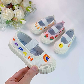 Pantofi sport din pânză pentru copii, talpă TPU, partea superioară mid-top, pentru fete, imprimeu floral, stil de toamnă