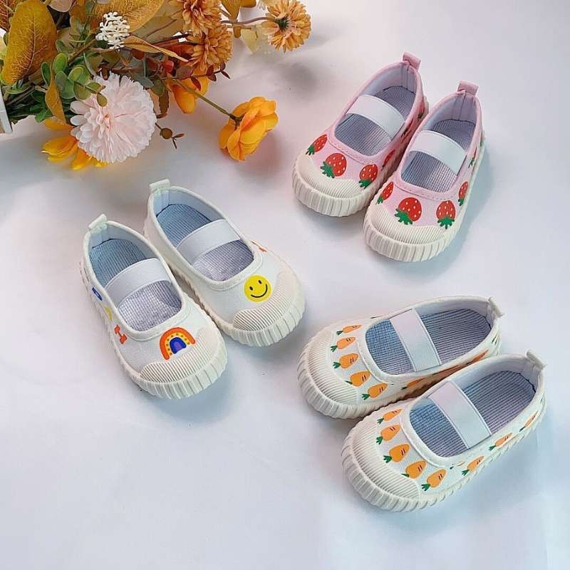 Pantofi sport din pânză pentru copii, talpă TPU, partea superioară mid-top, pentru fete, imprimeu floral, stil de toamnă