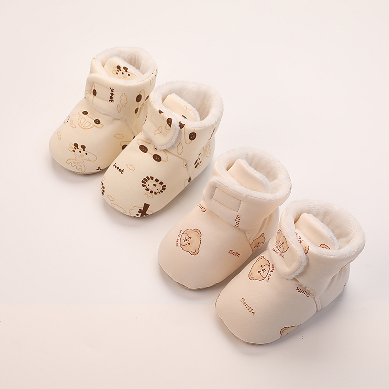 Παιδικά παπούτσια για νηπια με cartoon εκτύπωση, ζεστό βαμβακερό επάνω μέρος, αντιολισθητική μαλακή σόλα, κλείσιμο Velcro (Εποχές: Χειμώνας, Άνοιξη, Φθινόπωρο; Ηλικίες 12–36 μηνών)